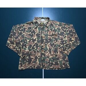 Vintage Kmart Duck Camo Hunting Shirt Jacket Men's Large Flap Pockets 80s